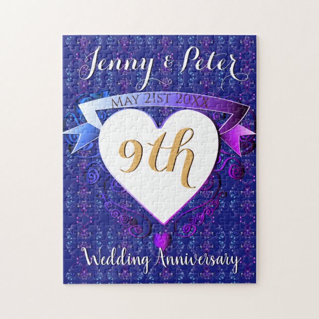 Puzzle 9.º aniversario Boda Lapis Lazuli Blue (Vertical)