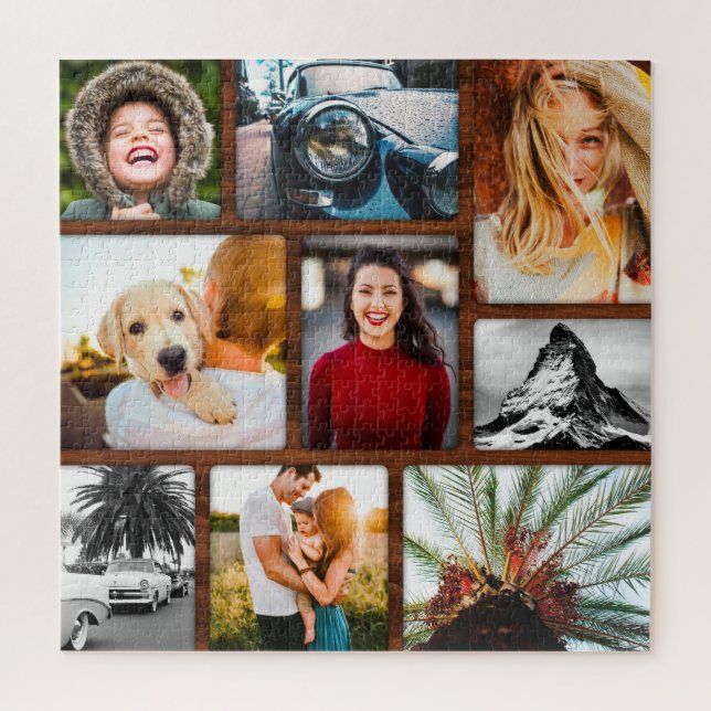 Puzzle 9 Foto Collage del marco de madera del rompecabeza (Vertical)