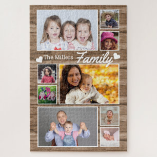 Puzzle 9 Nombre De Familia Collage de fotos 1014 Pcs Made