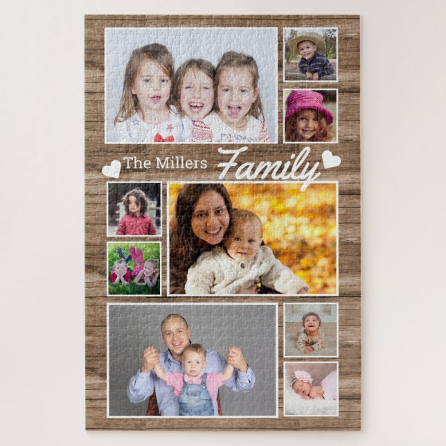 Puzzle 9 Nombre De Familia Collage de fotos 1014 Pcs Made (Vertical)