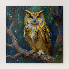 Puzzle A Blue and Gold Majestic Owl  