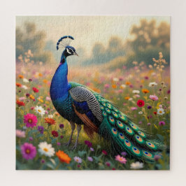 Puzzle A Colorful Peacock and Flowers 