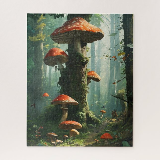Puzzle a magical forest, mushrooms, a mystical forest, to (Vertical)