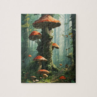 Puzzle a magical forest, mushrooms, a mystical forest, to