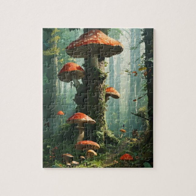 Puzzle a magical forest, mushrooms, a mystical forest, to (Vertical)