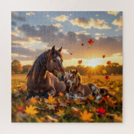Puzzle A Mama Horse and her Foal in Autumn