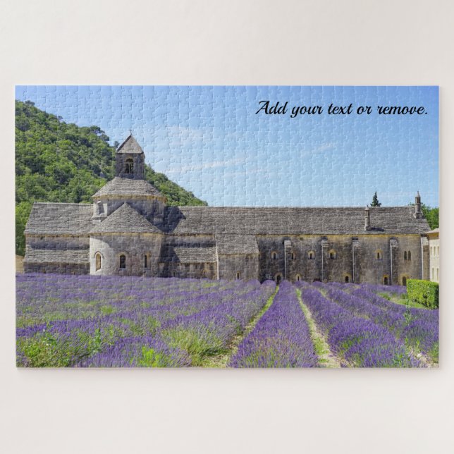 Puzzle Abadía Notre-Dame de Senanque y campo de lavanda, (Horizontal)