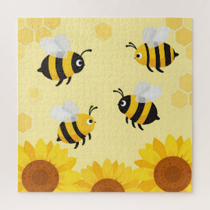Puzzle Abanicos de Abejas Bombas Girasoles Patrón de Pana