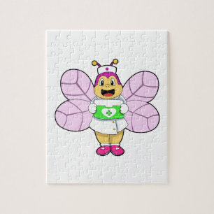 Puzzle Abeja como enfermera con el kit de la primera dosi