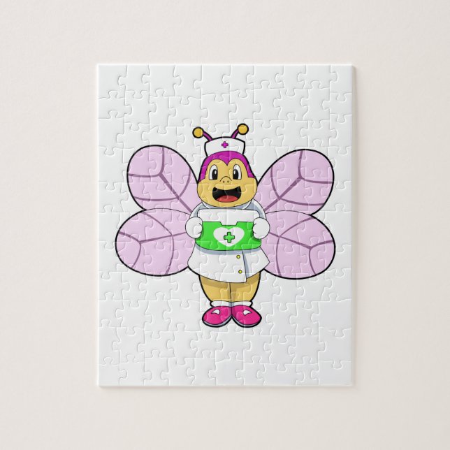 Puzzle Abeja como enfermera con el kit de la primera dosi (Vertical)