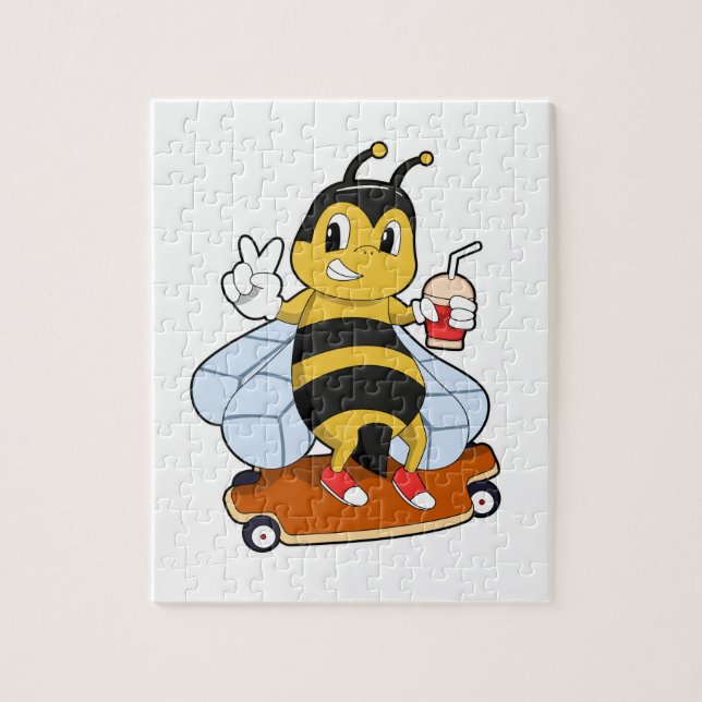 Puzzle Abeja como patinador con monopatín (Vertical)