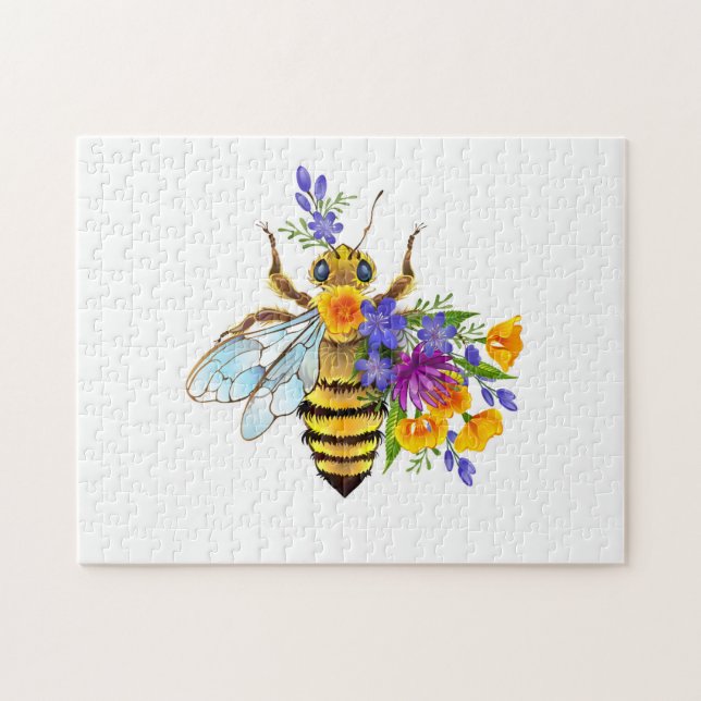 Puzzle Abeja de flor con plantas silvestres (Horizontal)