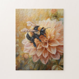 Puzzle Abeja de miel sobre una flor rosa de cada una