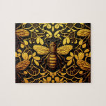 Puzzle Abeja de oro abstracta. Patrón dorado de insectos<br><div class="desc">Resumen de abeja dorada y rompecabezas dorado de patrón floral en color amarillo negro.</div>