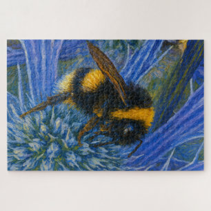 Puzzle Abeja de púas sobre el cardo azul