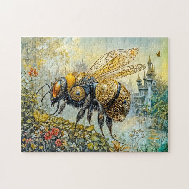 Puzzle abeja flor de vaporpunk (Horizontal)