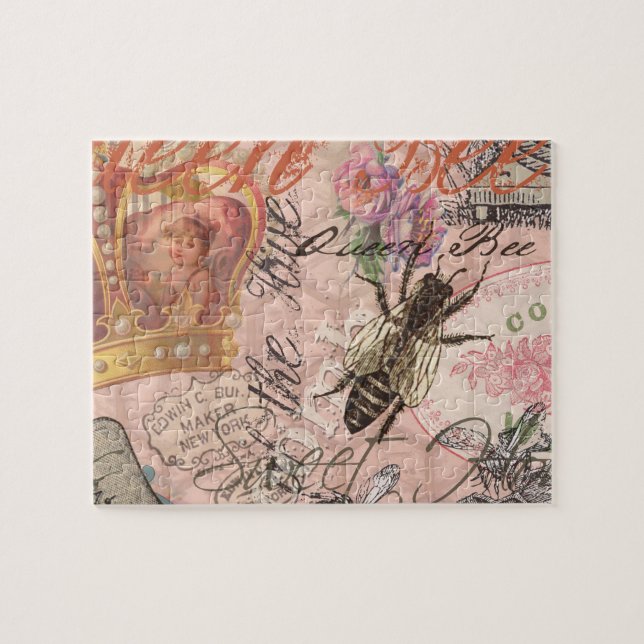 Puzzle Abeja Reina Vintage Hermoso Collage (Horizontal)