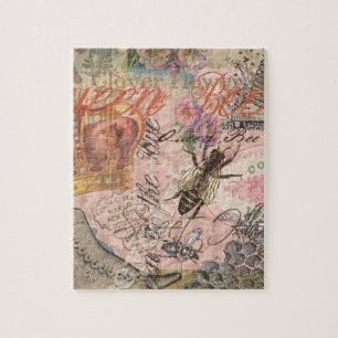 Puzzle Abeja Reina Vintage Hermoso Collage