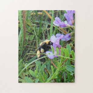 Puzzle Abeja silvestre F2 en flor silvestre púrpura