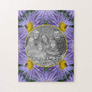 Puzzle Abeja Sobre Flores Moradas Marco Natural Añadir Tu