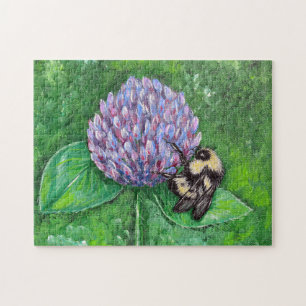 Puzzle Abeja sobre pintura de trébol morado