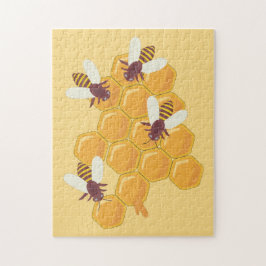 Puzzle Abejas de miel y diseño de mimbre