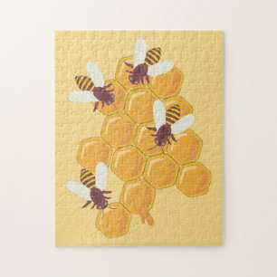 Puzzle Abejas de miel y diseño de mimbre
