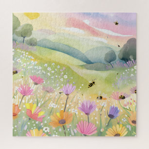 Puzzle Abejas de primavera Campos de flores Naturaleza