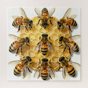 Puzzle Abejas en Círculo de Panal Hexagonal