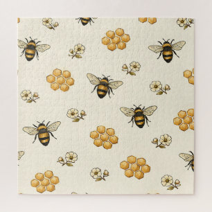 Puzzle Abejas Melíferas y Patrón Continuo de Panal