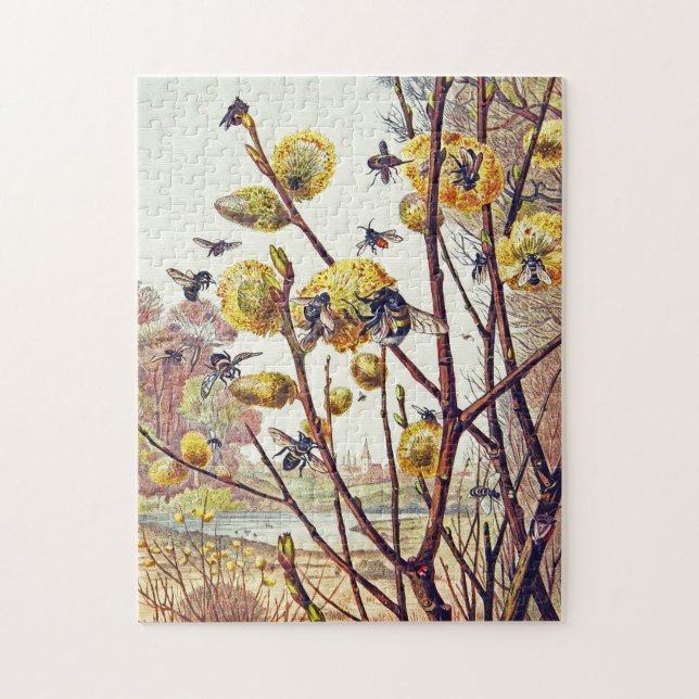 Puzzle Abejas Vintage Insecan Flor Willow Spring (Vertical)