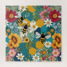 Abejas y Florales Patrón de abeja flor