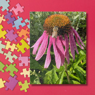 Puzzle Abejorro en la foto de la flor, naturaleza linda p