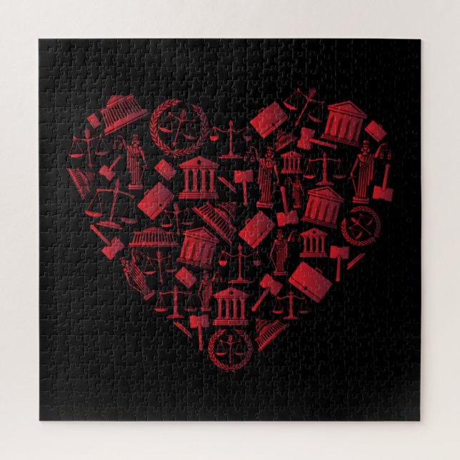 Puzzle Abogado Corazón Rojo - Arte Grunge de Ley de Amor (Vertical)