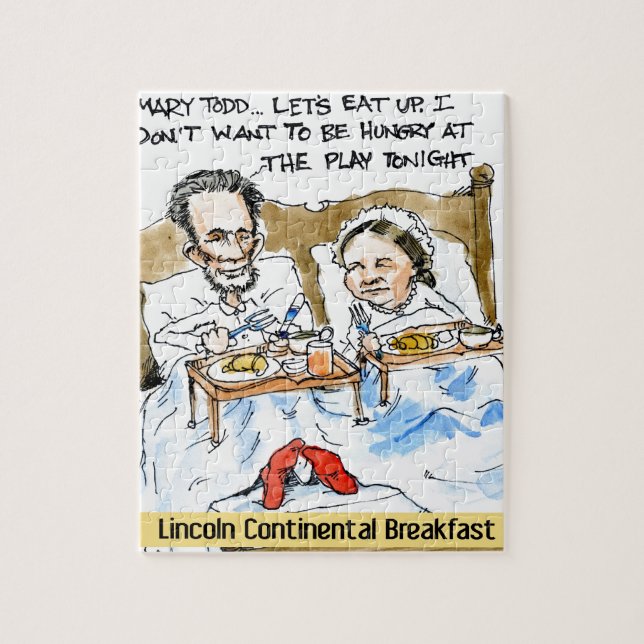 Puzzle Abraham Lincoln & Mary Todd Desayuno en la cama (Vertical)
