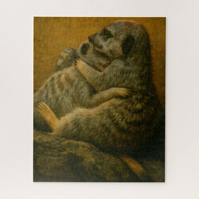 Puzzle Abrazo de Meerkat - Cortesía de arte de vida silve (Vertical)