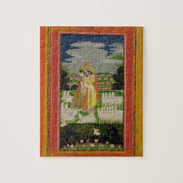 Puzzle Abrazo de Radha y de Krishna en un landscap (Vertical)