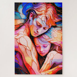 Puzzle Abrazo del Guardián Etéreo – Vidrio de Colores de 