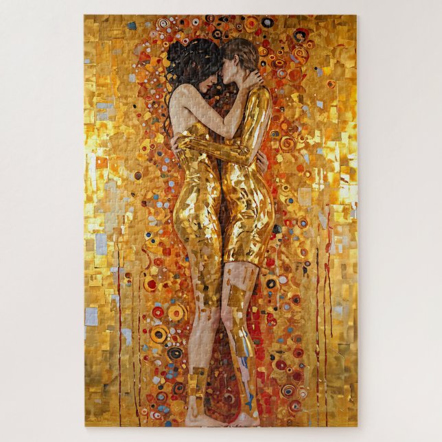 Puzzle "Abrazo dorado" Precioso e indestructible (Vertical)