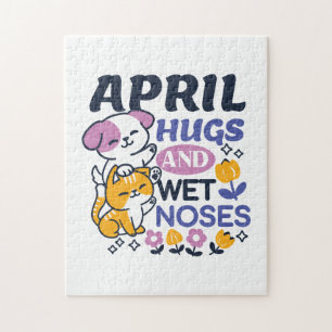 Puzzle Abrazos de abril y nariz húmeda - Perro y gato ado