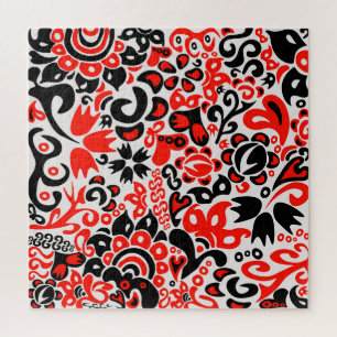 Puzzle Abrupción del patrón floral del arte folklórico ét