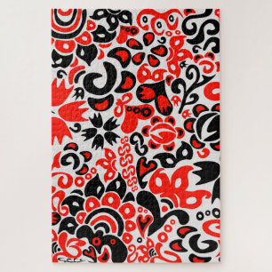Puzzle Abrupción del patrón floral del arte folklórico ét