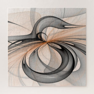 Puzzle Abstract Anthracite Gray Sienna Modern Fractal Art