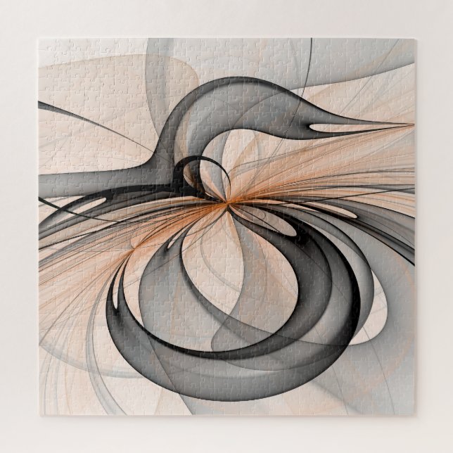 Puzzle Abstract Anthracite Gray Sienna Modern Fractal Art (Vertical)