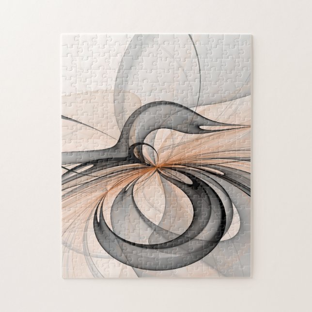 Puzzle Abstract Anthracite Gray Sienna Modern Fractal Art (Vertical)