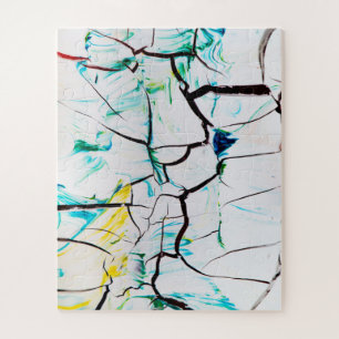 Puzzle Abstract Cracks in Green Yellow Blue
