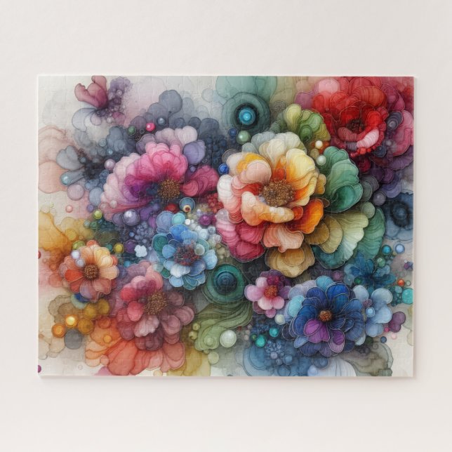 Puzzle Abstract Flower Alcohol Ink (Horizontal)