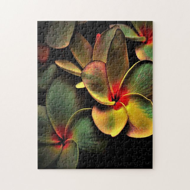 Puzzle Abstract Green Yellow Red Fractal Art Flower (Vertical)