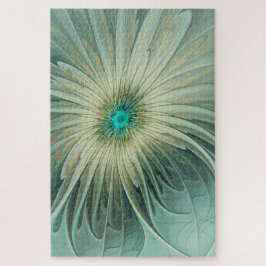 Puzzle Abstract Sage Green Fantasy Flower Fractal Art