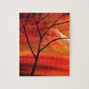 Puzzle Abstract Tree & Red Sunset